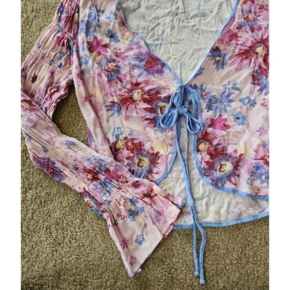 Free People Movement Women's Venice Printed Purple Floral Top Size XS NWOT $98 - Picture 7 of 10
